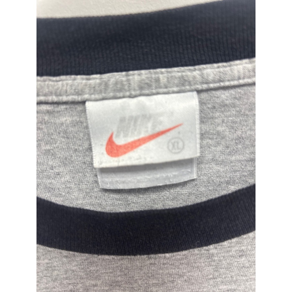 Vintage 90s Nike Spellout Swoosh Gray Ringer T-Shirt Large Faded Distressed‎ - Picture 2 of 6
